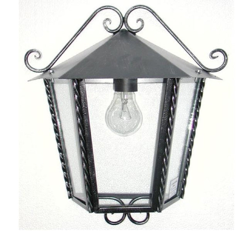 Image of LANTERNA A MURO MEZZA LANTERNA HEIDI IN FERRO BATTUTO LAMPADE APPLIQUE 35X35