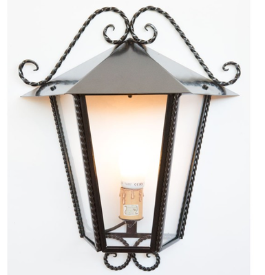 Image of LANTERNA A MURO MEZZA LANTERNA HEIDI IN FERRO BATTUTO LAMPADE APPLIQUE CM. 44X51