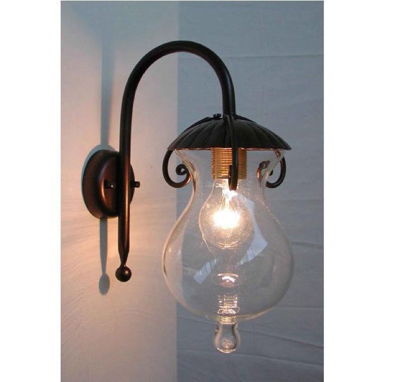 Image of LANTERNA APPLIQUE GOCCIA IN FERRO BATTUTO LAMPADE LAMPIONE APPLIQUE LANTERNA