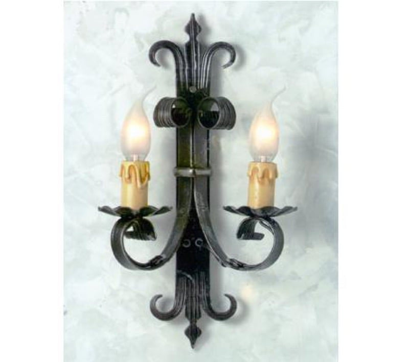 Image of LANTERNA APPLIQUE VENETA 2 LUCI FERRO BATTUTO LANTERNE APPLIQUE LAMPIONE LAMPADE