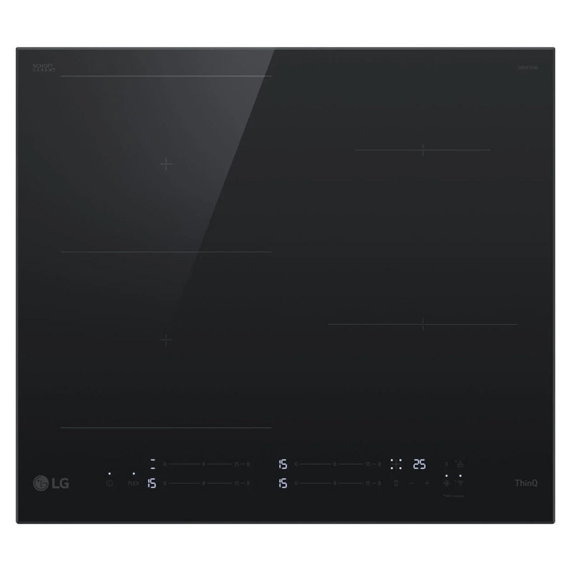 LG CI7Z2437BA - PIANO A INDUZIONE 60CM DA INCASSO - VETRO CERAMICO NERO - 4 ZONE COTTURA CON 2 FLEXIBLE - 15 LIVELLI POTENZA (Compatibile con incavi 5