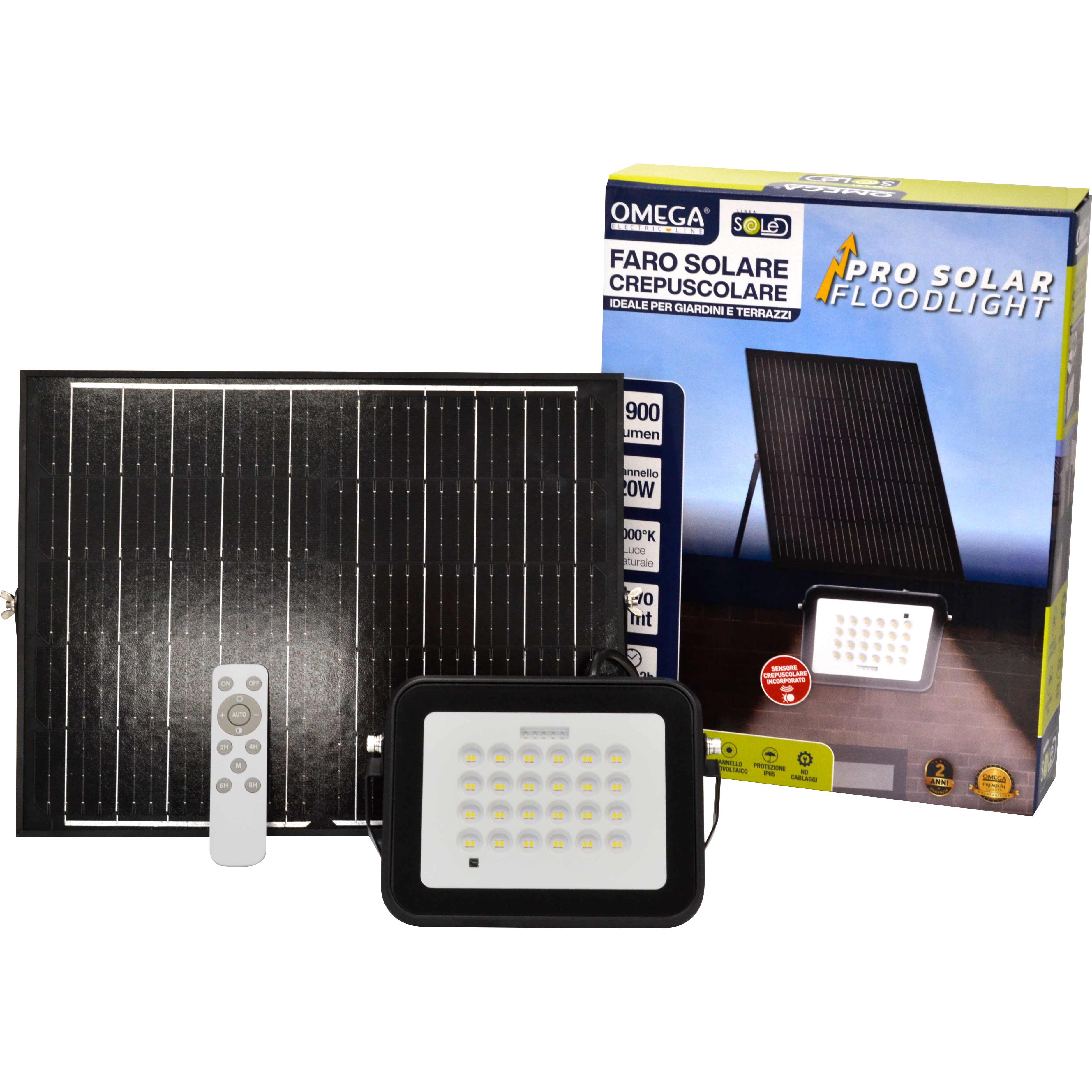 Faretto LED Solare Floodlight PRO 1900 Lumen – IP65, 4000K – ENERGIA