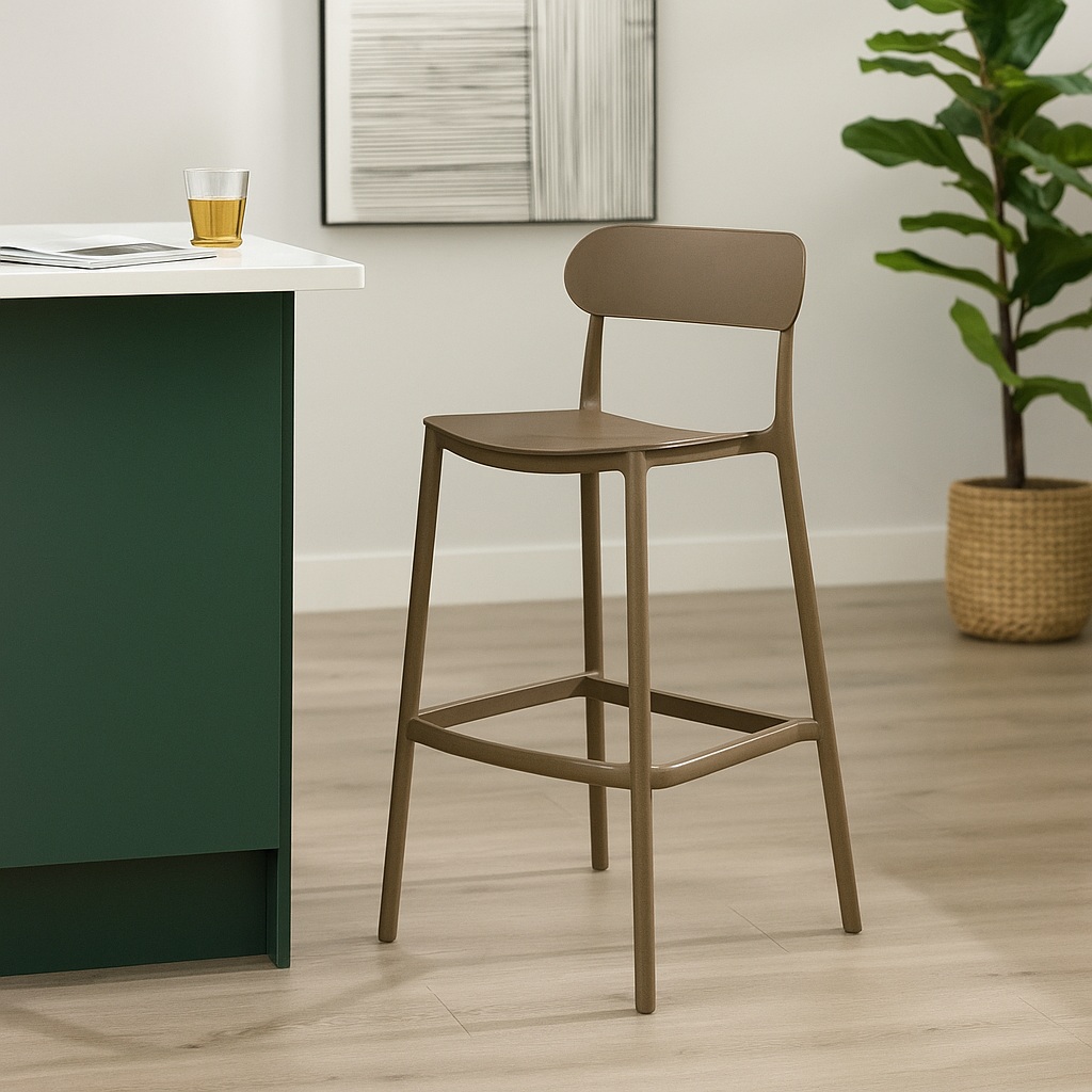 SGABELLO ELIA 48,5X37XH102CM BEIGE KHAKI.