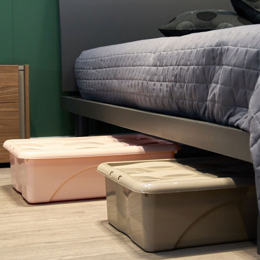 2 bauli STORAGE 80LT Scatole cassa Multiuso Grande cm 60x40x45 Box Portaoggetti Contenitore Organizer Salvaspazio con Coperchio fume 4 Ruote Sovrapponibile organizzazione cesta indumenti Casa Bagno