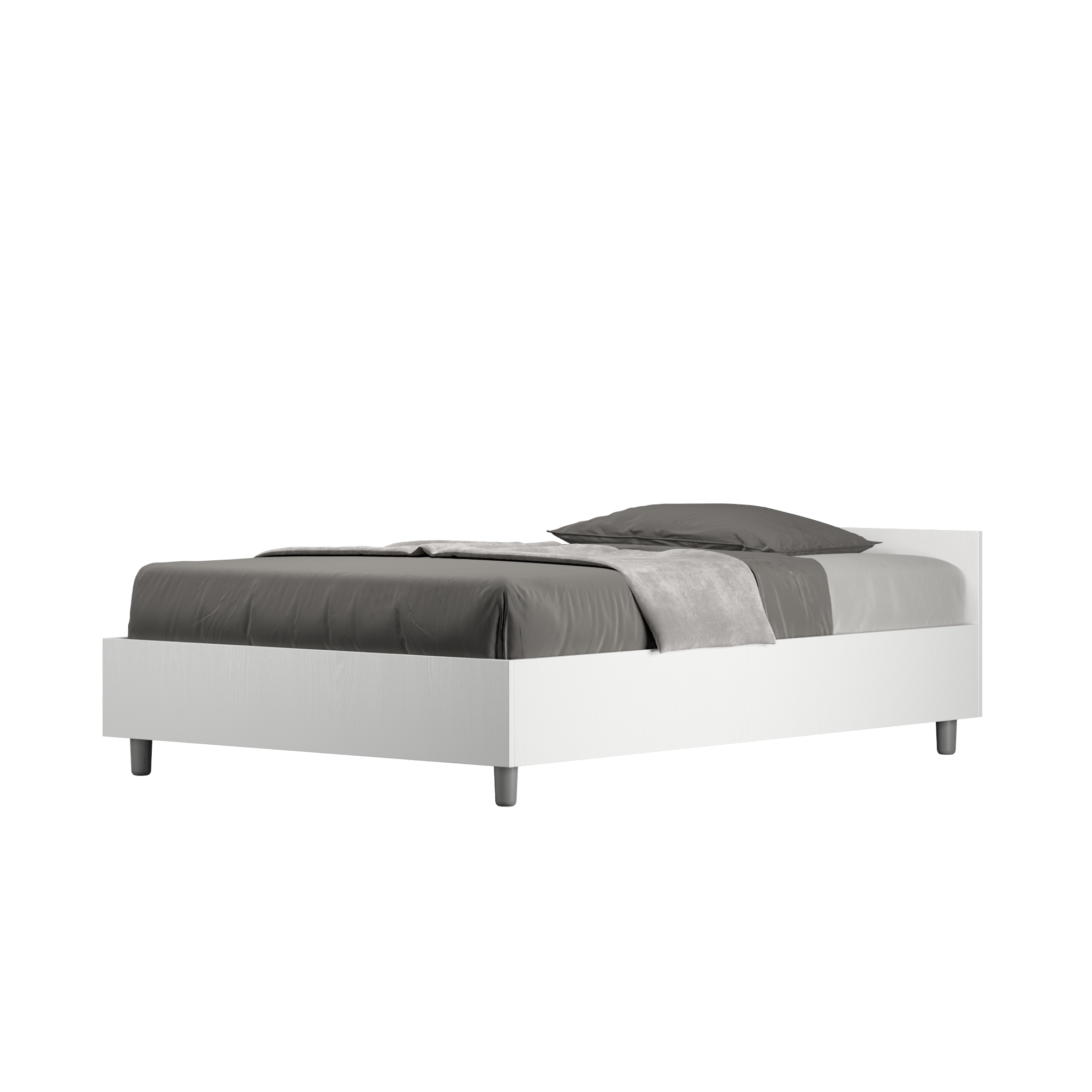 BS COM Letto una piazza e mezza senza rete 120x200 bianco frassino