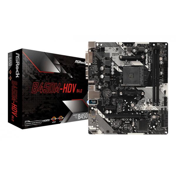 Image of Asrock B450M-HDV R4.0 AMD B450 Socket AM4 micro ATX