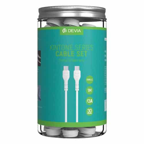 Conf. 30 Cavi bulk in Barattolo Type-C 5V 3A - 1 Metro - Bianchi