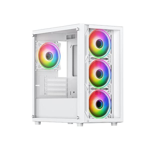 Image of VIDA Lucid Bianco (Vida Lucid bianco ARGB Gaming Case w/ Glass Front & Side, Micro ATX, 4x ARGB Infinity Fans)