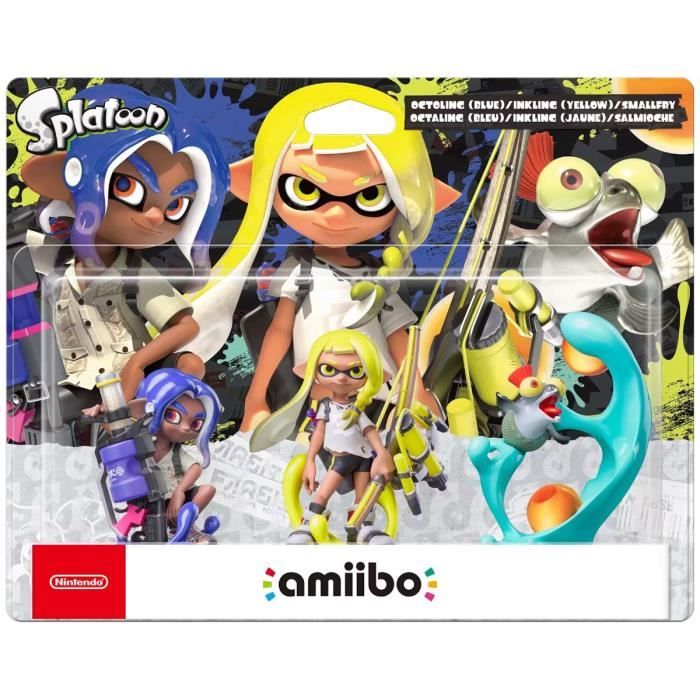 Pacchetto amiibo - collezione Splatoon 3 - Octaling (blu) + inkling (giallo) + salmiche
