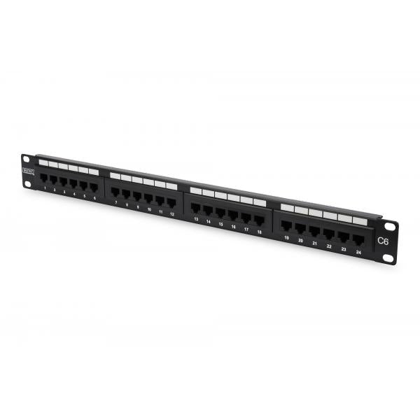 Image of PANNELLO PATCH 19'' NON SCHERMATO UTP 24 PORTE 8 POLI RJ45 PER RETI CATEGORIA 6 - 1 UNITA'