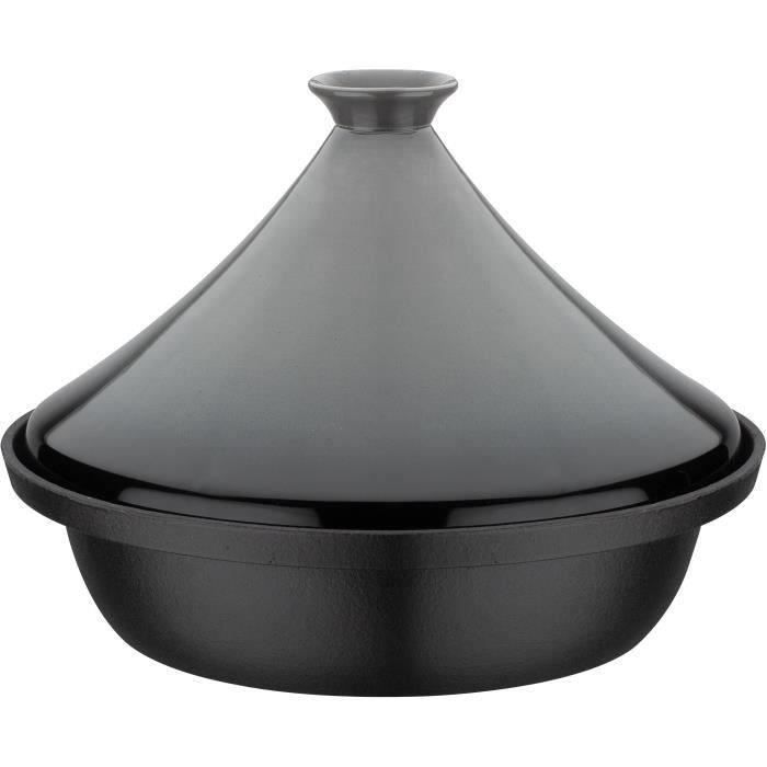 Image of Tajine in ghisa massiccia - GSW - 30 x 22 cm - Coperchio in ceramica - Induzione - Grigio