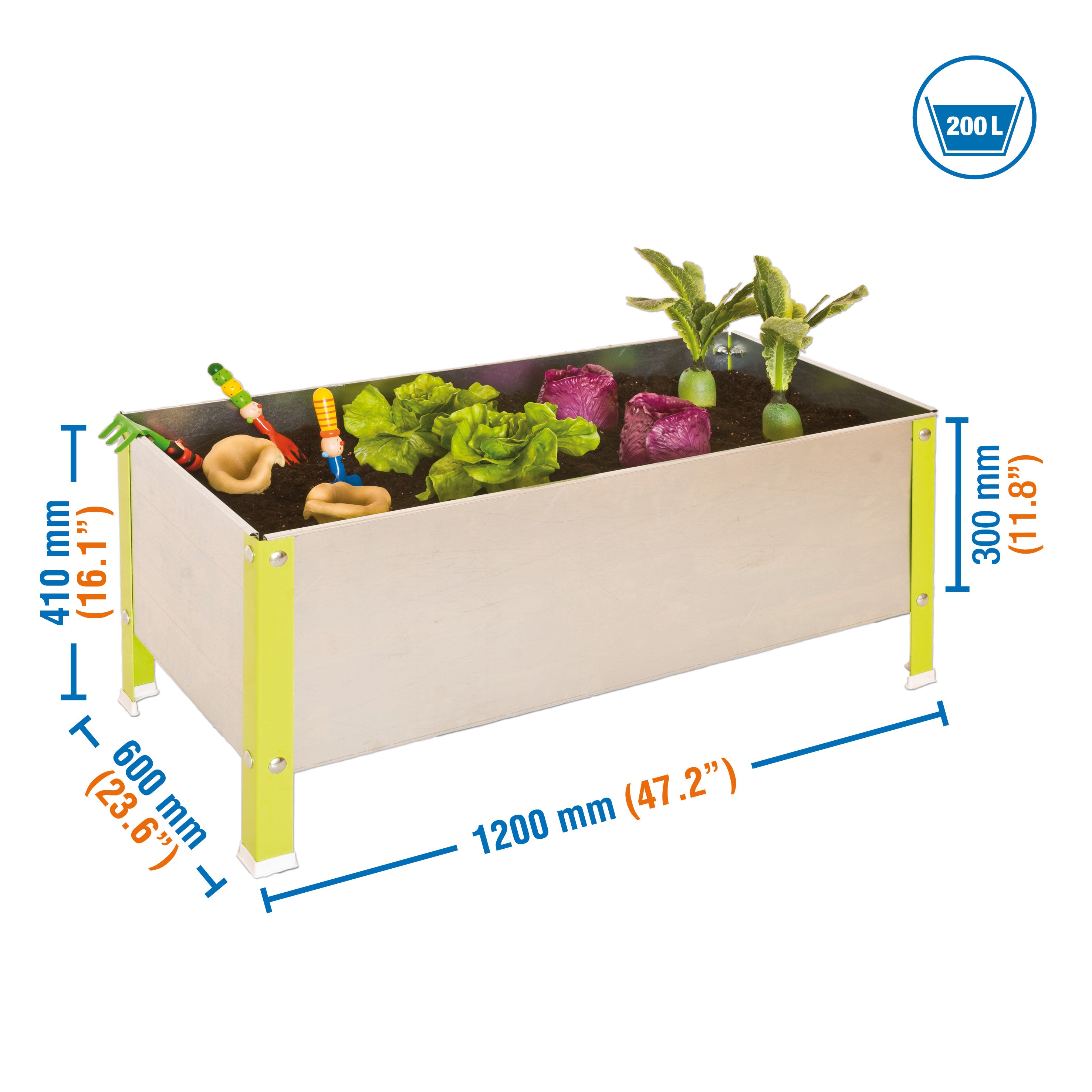 SIMONGARDEN URBAN 410x1200x600 VERDE/GALV-200l