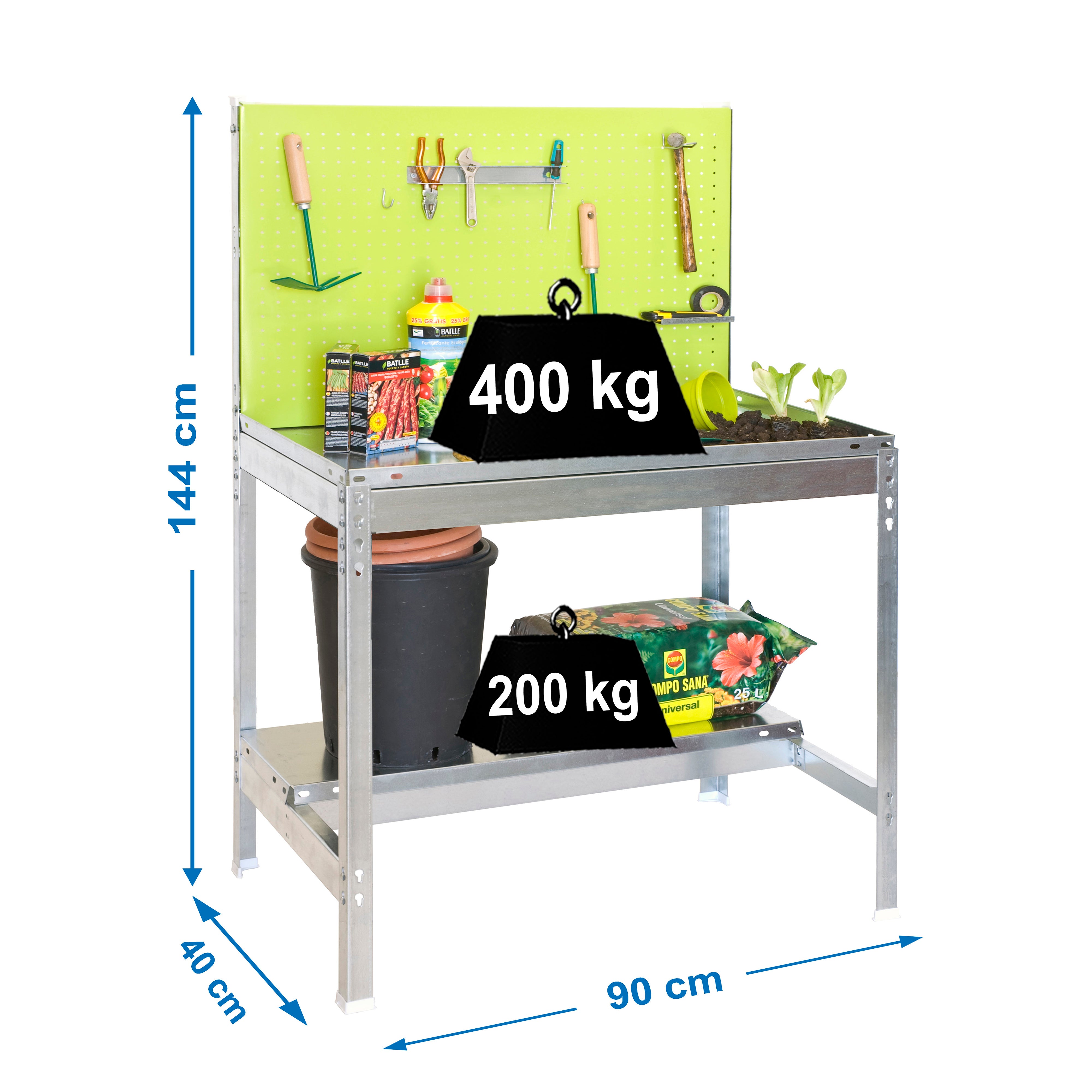 SIMONGARDEN BT2 900X400 GALVA/VERDE