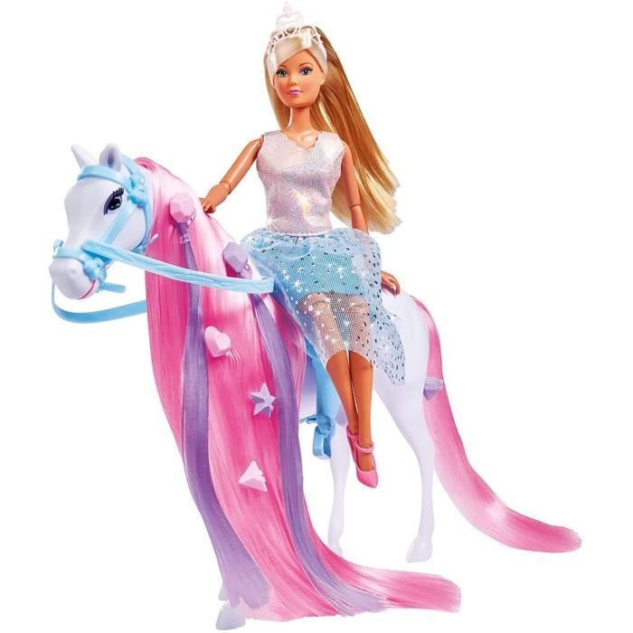 Image of Simba - Steffi Love Princess and Horse - Bambola modello 29cm - Abito + Tiara - Accessori per parrucchieri inclusi