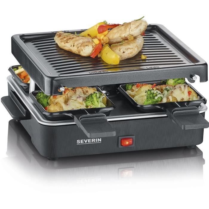 Image of SEVERIN Raclette Grill 4 persone compatto, facile da riporre, ideale per piccole famiglie, superficie di cottura 21 x 21 cm, RG 2370