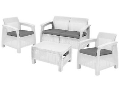 SET RATTAN SALOTTINO KETER CORFU DIVANO+TAVOLO+2 POLTRONE ARREDO GIARDINO