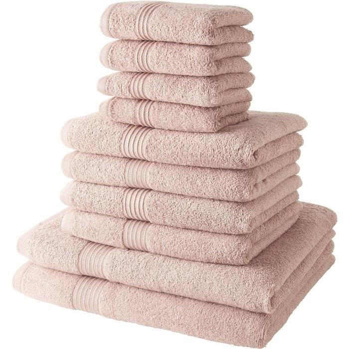 Image of Set 4 Asciugamani Bagno TODAY 30x50 + 4 Asciugamani Bagno 50x90 + 2 Teli Bagno 70x130 cm 100% Cotone - Rosa Sabbia