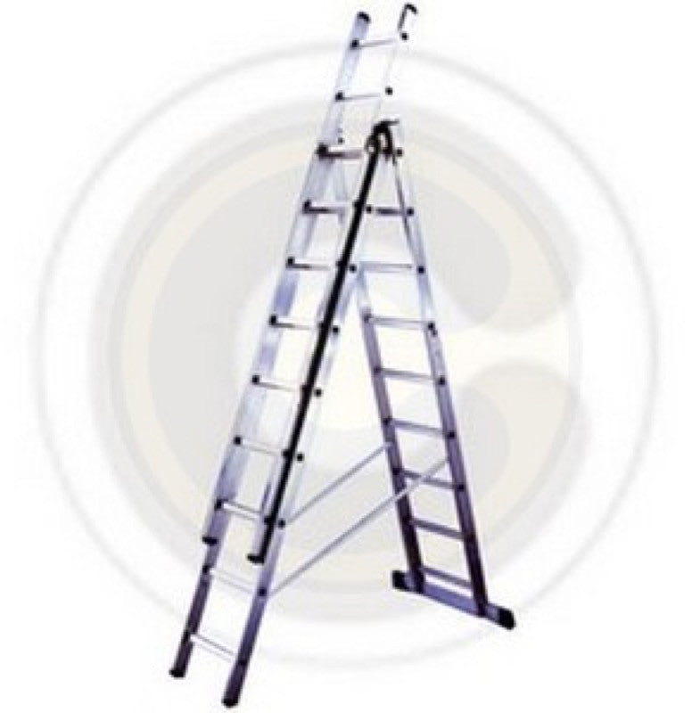 SCALA IN ALLUMINIO A TRE RAMPE COMBINATA ALTEZZA MASSIMA CM. 426 - 3X7 GRADINI