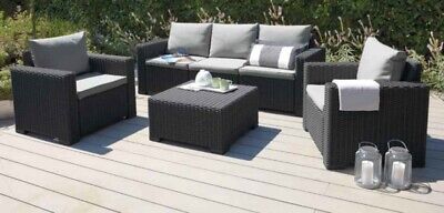 SALOTTO IN RESINA ANTIURTO EFFETTO POLYRATTAN ANTRACITE CALIFORNIA ALLIBERT