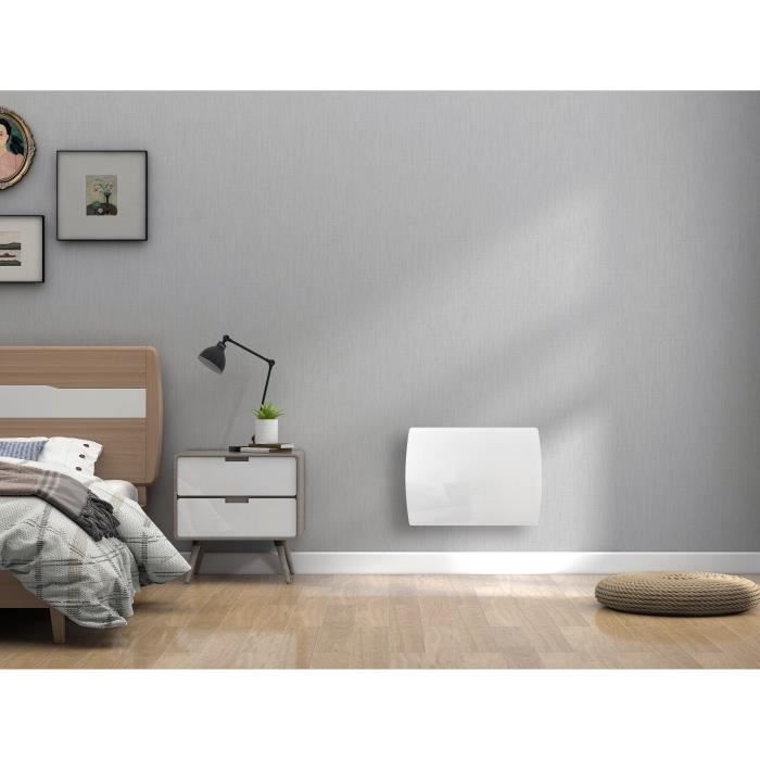 Radiatore elettrico fisso con asciugatura inerzia in ceramica 1000W Oceanic Ruby - Facciata di vetro - Bianco - NF