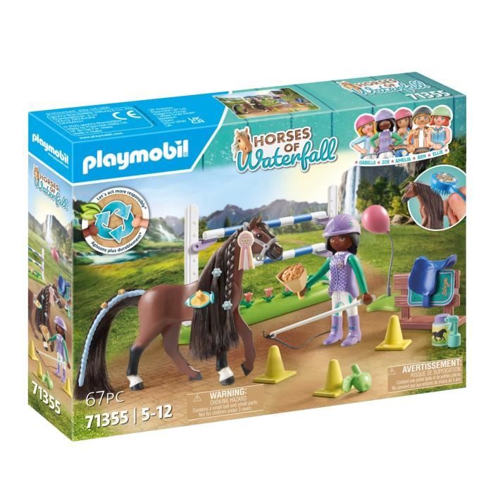 Image of PLAYMOBIL 71355 Zoe & Blaze con percorso a ostacoli - Cavalli della Cascata - Con ostacoli modulari - Dai 5 anni in su