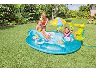 PISCINA GIOCO GONFIABILE BABY ALLIGATORE PLAY PER BAMBINI INTEX CM. 203X173X89
