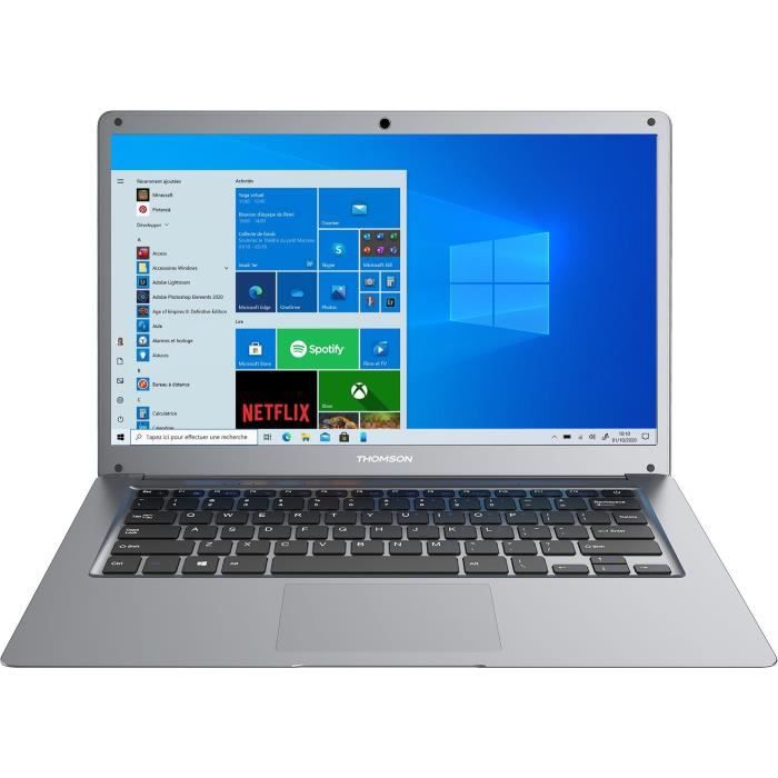 Notebook portatile - THOMSON - TH14C128 - Schermo HD da 14'' - Celeron N3350 - 4 GB di RAM - 128 GB SSD - W10s - Argento