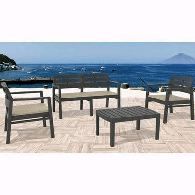 Image of SALOTTO IN RESINA ANTRACITE LOTO ARrossoO GIARDINO SET ARrossoO GIARDINO