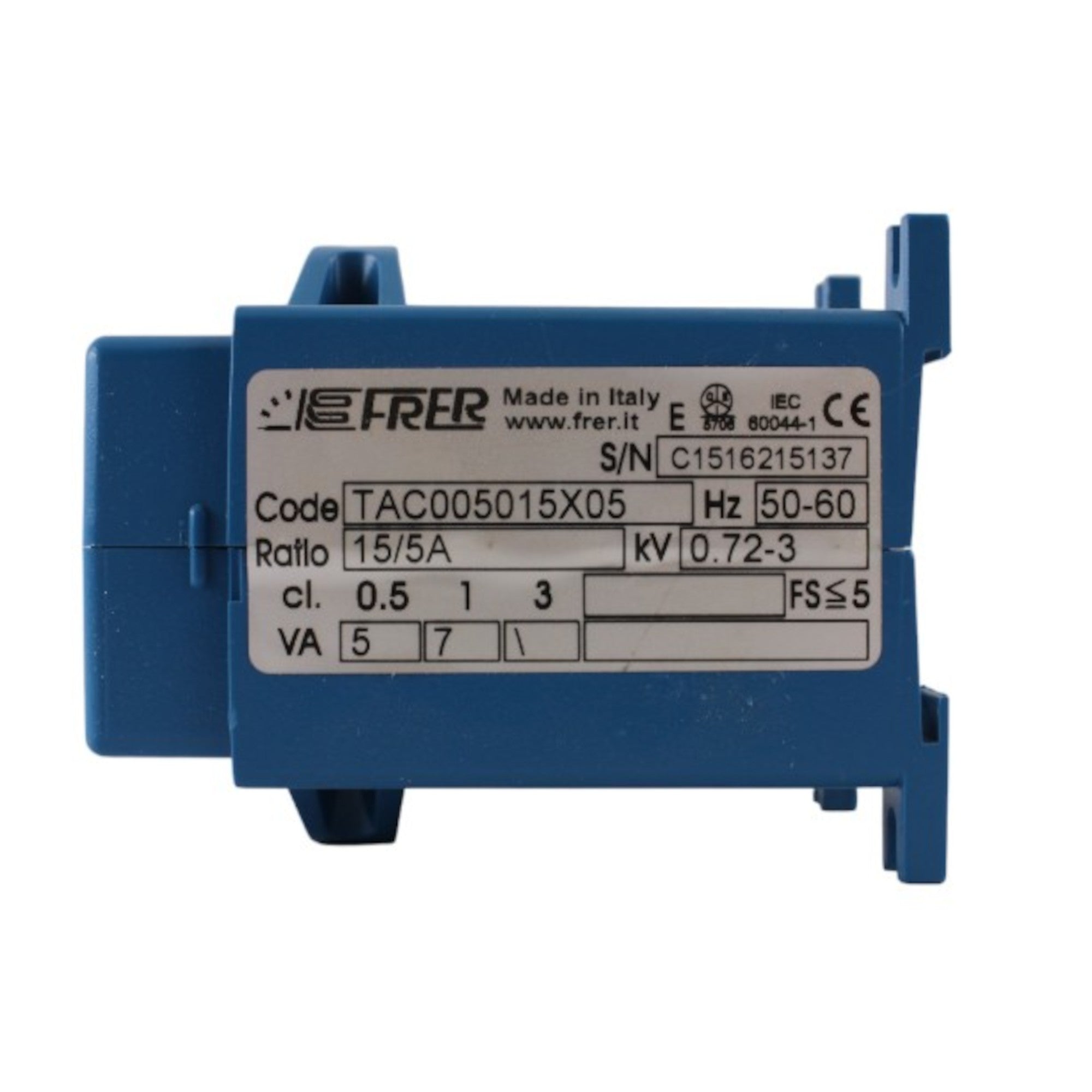 Image of Trasformatore amperometrico 15/5A 0,5 cl attacco barra primario avvolto FRER