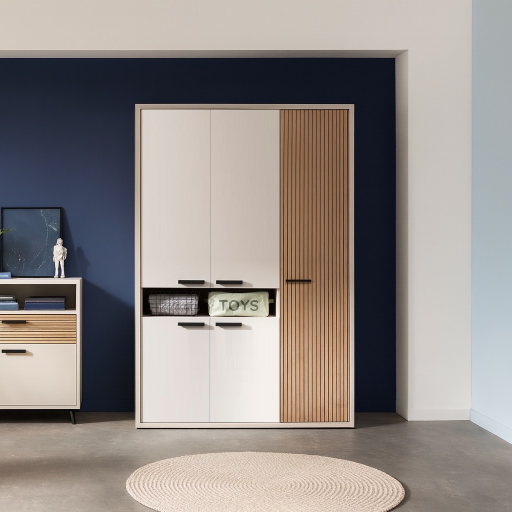 ARMADIO BRAVO 148X63XH217CM CASHMERE/RIGATO.