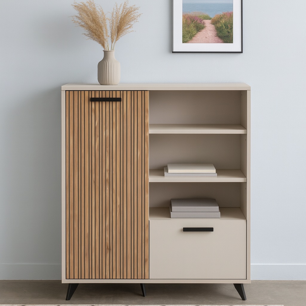 MOBILE BRAVO 2 ANTE 110X36XH140CM CASHMERE/RIGATO.