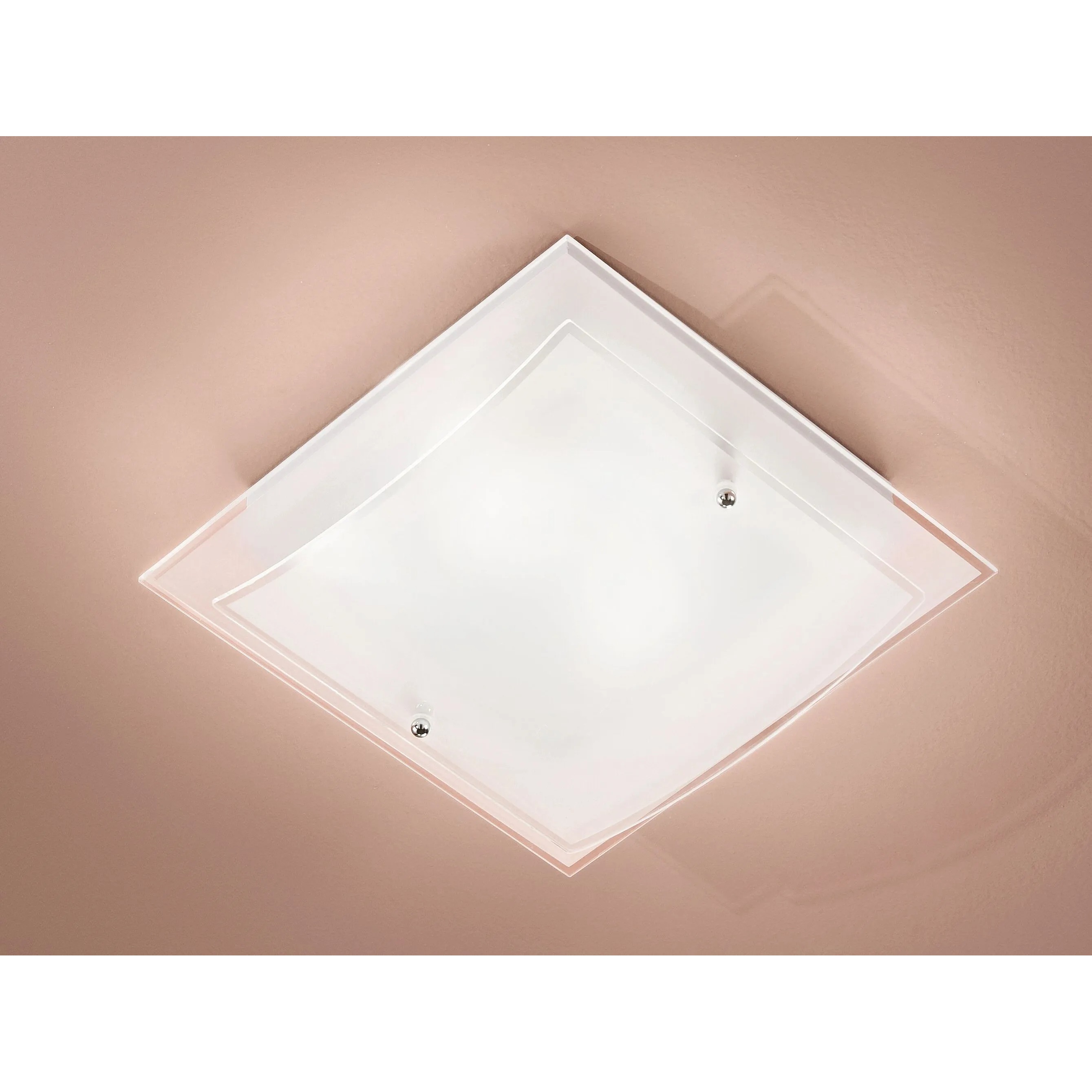 PLAFONIERA DRITTA-CURVA 2XE27 30X30XH11CM BIANCA