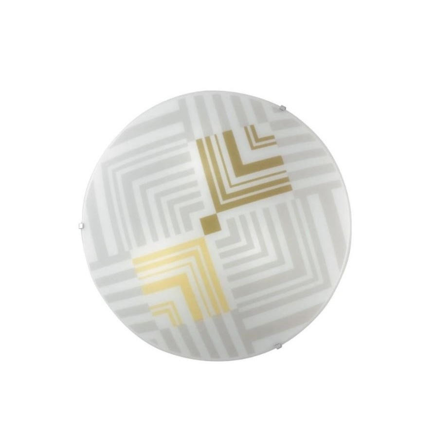 PLAFONIERA SEVENTY 3XE27 D.40XH11,3CM BIANCA/ORO.