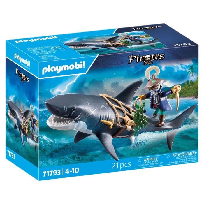 Image of PLAYMOBIL 71793 Pirata e squalo con mascella articolata