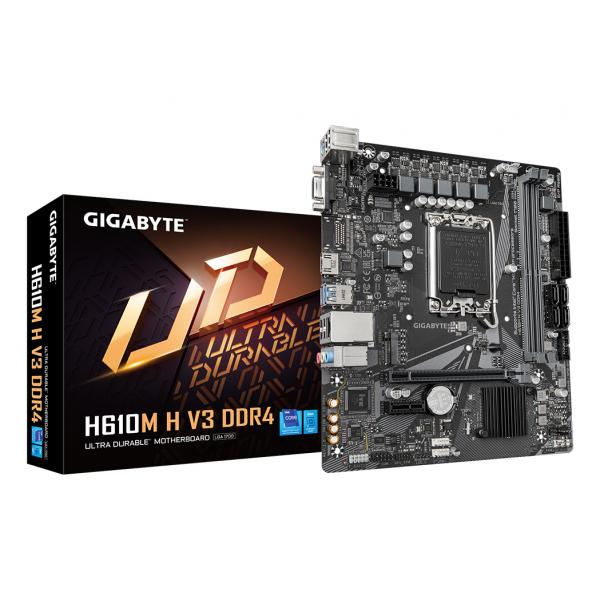 Gigabyte H610M H V3 DDR4 - 1.0 - scheda madre - micro ATX - socket LGA1700 - chipset H610 - USB 3.2 Gen 1 - Gigabit LAN - grafica integrata (CPU richi