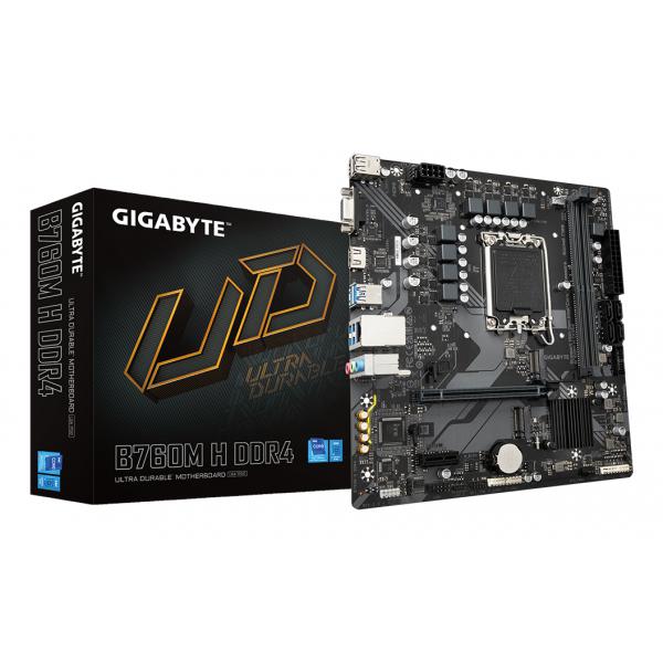 Gigabyte B760M H DDR4 - 1.0 - scheda madre - micro ATX - socket LGA1700 - chipset B760 - USB 3.2 Gen 1 - Gigabit LAN - grafica integrata (CPU richiest