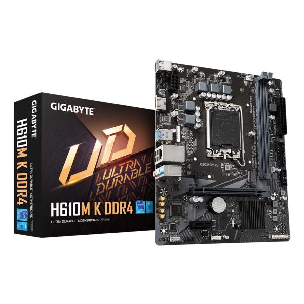 Gigabyte H610M K DDR4 - 1.0 - scheda madre - micro ATX - socket LGA1700 - chipset H610 - USB 3.2 Gen 1 - Gigabit LAN - grafica integrata (CPU richiest