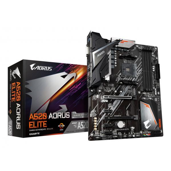 Gigabyte A520 AORUS ELITE - 1.0 - Scheda madre - ATX - Socket AM4 - Chipset AMD A520 - USB 3.2 Gen 1, USB 3.2 Gen 2 - Gigabit LAN - Grafica integrata 