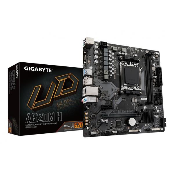 Gigabyte A620M H - scheda madre - micro ATX - Socket AM5 - chipset AMD A620 - USB 3.2 Gen 1, USB-C 3.2 Gen 1 - Gigabit LAN - grafica integrata (CPU ri