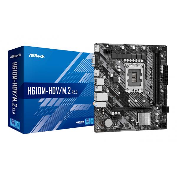 Image of ASRock H610M-HDV/M.2 - 2.0 - scheda madre - micro ATX - socket LGA1700 - chipset H610 - USB 3.2 Gen 1 - Gigabit LAN - grafica integrata (CPU richiesta)