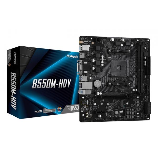 Image of ASRock B550M-HDV - scheda madre - micro ATX - Socket AM4 - Chipset AMD B550 - USB 3.2 Gen 1 - Gigabit LAN - grafica integrata (CPU richiesta)