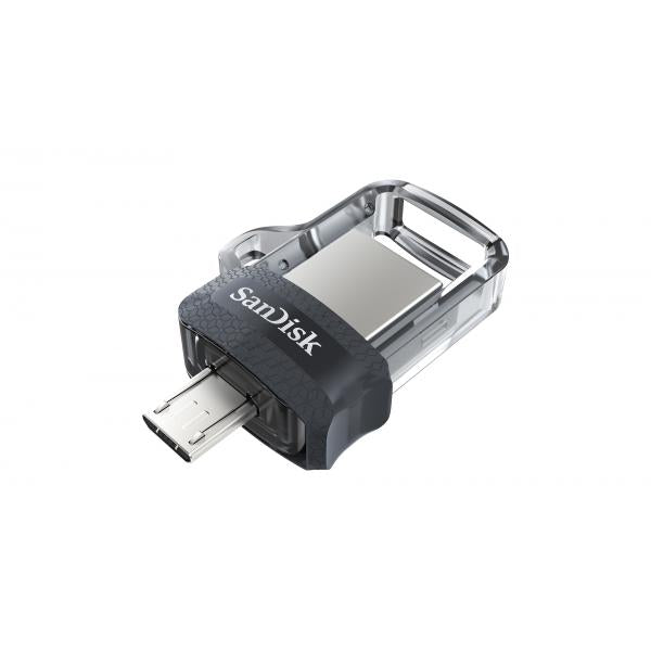 SanDisk Ultra Dual m3.0 unità flash USB 256 GB USB Type-A / Micro-USB 3.2 Gen 1 (3.1 Gen 1) Nero, Argento, Trasparente