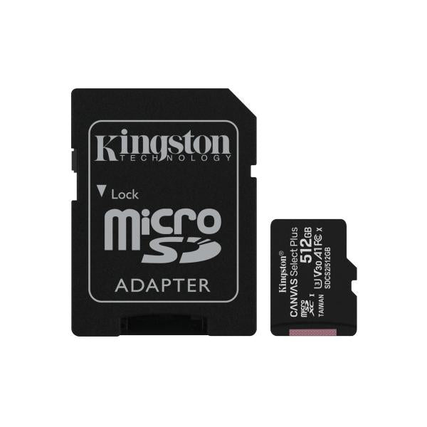 Image of Kingston Technology Scheda micSDXC Canvas Select Plus 100R A1 C10 da 512GB + adattatore