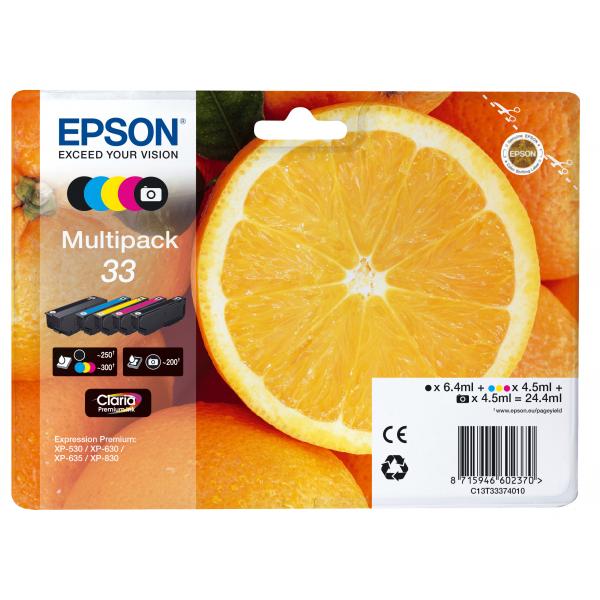 Image of Epson 33 Multipack - Confezione da 5 - 24,4 ml - Nero, Giallo, Ciano, Magenta, Nero fotografico