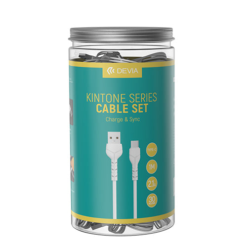 Conf. 30 Cavi bulk in Barattolo V2 Type-C 5V 2.1A - 1 Metro - Bianchi