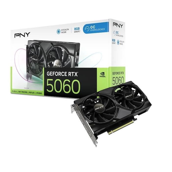 PNY - Scheda grafica - GEFORCE RTX 5060 - 8 GB - Overclockata - Doppia ventola - DLSS 4
