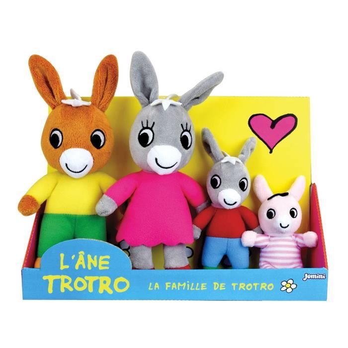 Image of Scatola di peluche Trotro e Famiglia +/- 15 cm - JEMINI - Trotro, sua mamma, suo papà e la sua sorellina.