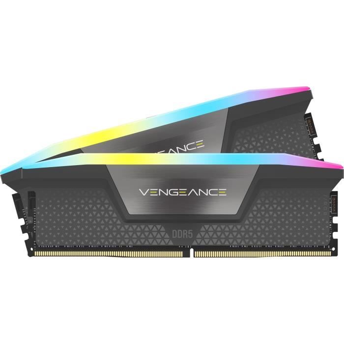 Memoria RAM - CORSAIR - Vengeance RGB DDR5 RAM 32 GB (2x16 GB) 6000 MHz CL36 AMD Expo iCUE compatibile - Grigio (CMH32GX5M2E6000Z36)
