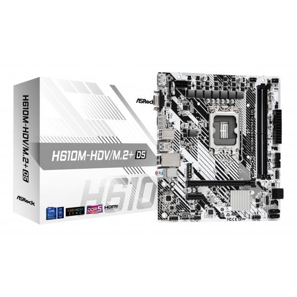 Image of Asrock H610M-HDV/M.2+ D5 Intel H610 LGA 1700 micro ATX (ASRock H610M-HDV/M.2+ D5 - bundkort -)