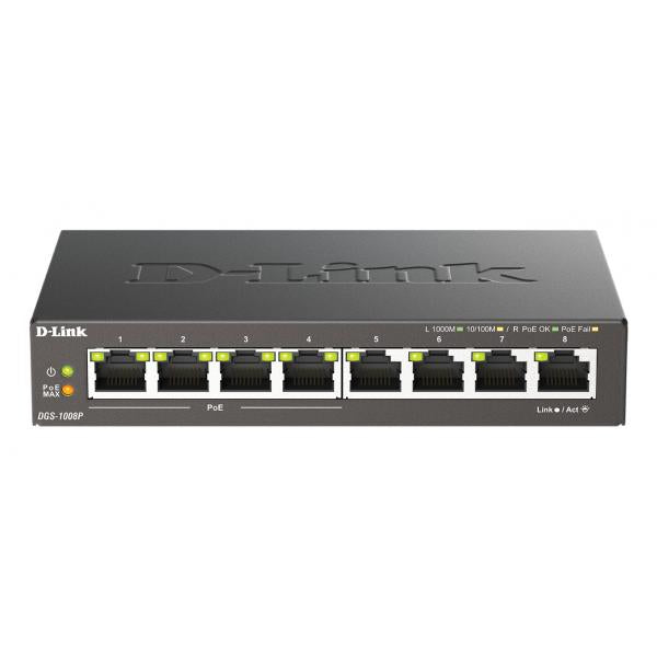 Image of D-Link DGS-1008P Non gestito L2 Gigabit Ethernet [10/100/1000] Supporto Power over Ethernet [PoE] Nero (8-PORT GIGABIT POE UNMANAGED - DESKTOP SWITCH)